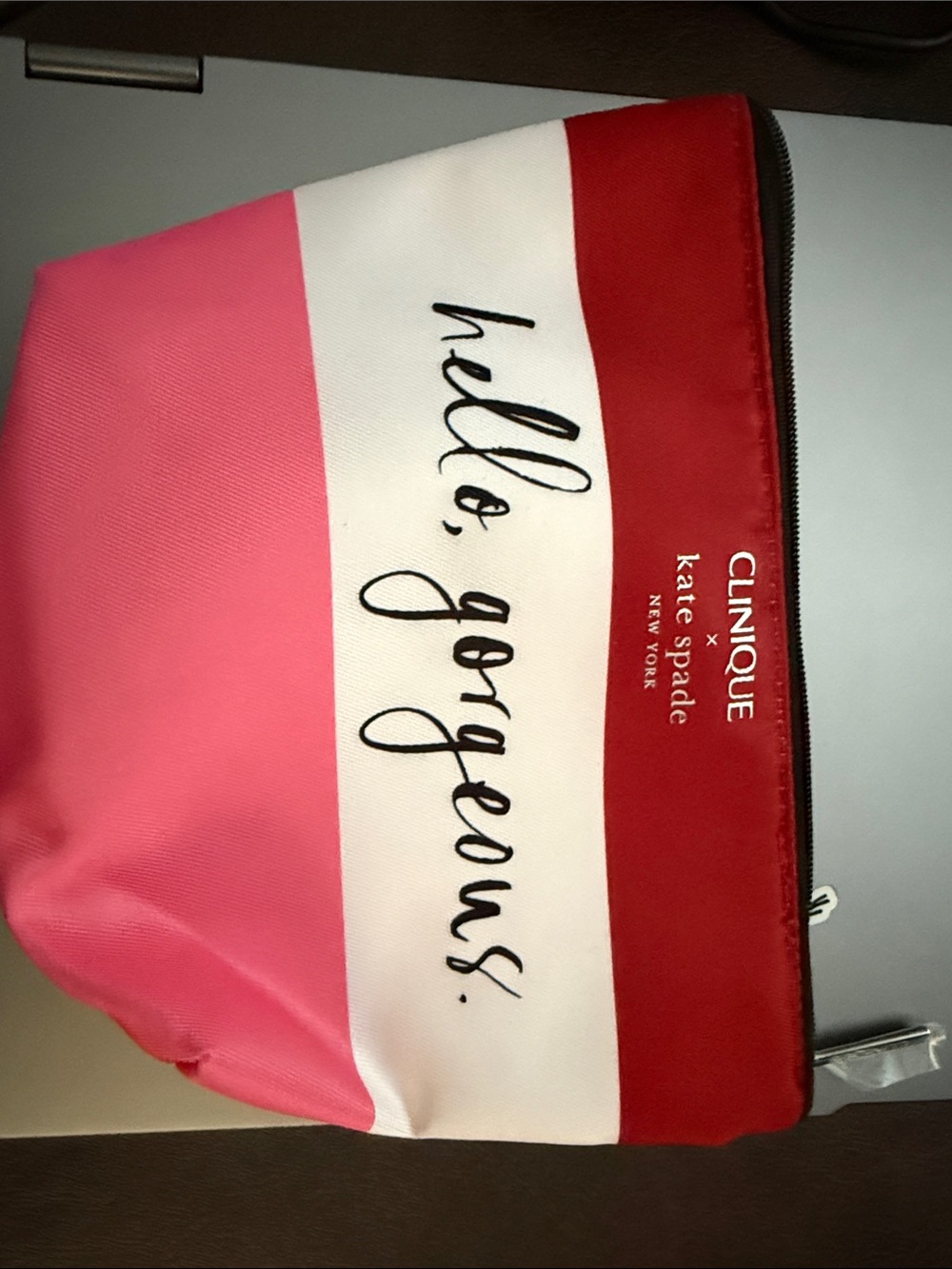 kate spade Pink, White & Red Striped Cosmetic Pouch